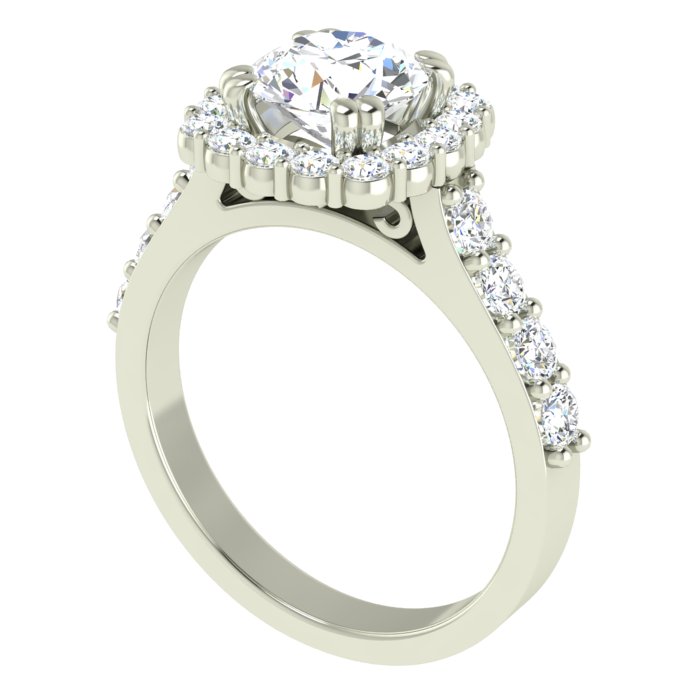 14K WHITE GOLD 10MM CUSHION HALO ENGAGEMENT RING